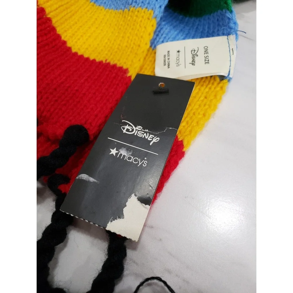 NEW Disney Rainbow Striped‎ Scarf Macys Mickey Mouse Black 9x70 pride lgbtq